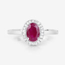 1.06 Carat Genuine Ruby and White Diamond 14K White Gold Ring-8