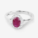1.06 Carat Genuine Ruby and White Diamond 14K White Gold Ring-9