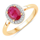 1.06 Carat Genuine Ruby and White Diamond 14K Yellow Gold Ring-1