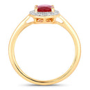 1.06 Carat Genuine Ruby and White Diamond 14K Yellow Gold Ring-2