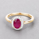 1.06 Carat Genuine Ruby and White Diamond 14K Yellow Gold Ring-4