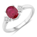 1.22 Carat Genuine Ruby and White Diamond 14K White Gold Ring-1