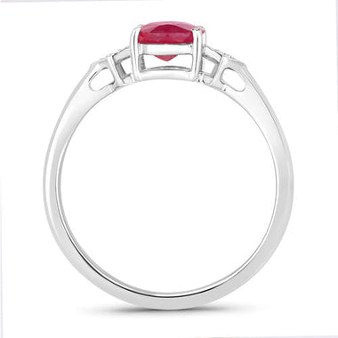 1.22 Carat Genuine Ruby and White Diamond 14K White Gold Ring - 0