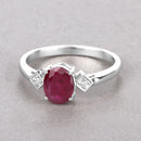 1.22 Carat Genuine Ruby and White Diamond 14K White Gold Ring-4