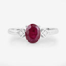 1.22 Carat Genuine Ruby and White Diamond 14K White Gold Ring-8