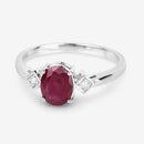 1.22 Carat Genuine Ruby and White Diamond 14K White Gold Ring-9