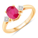 1.22 Carat Genuine Ruby and White Diamond 14K Yellow Gold Ring-1