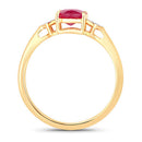 1.22 Carat Genuine Ruby and White Diamond 14K Yellow Gold Ring-2