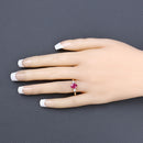 1.22 Carat Genuine Ruby and White Diamond 14K Yellow Gold Ring-5