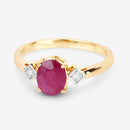 1.22 Carat Genuine Ruby and White Diamond 14K Yellow Gold Ring-9