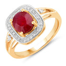 1.67 Carat Genuine Ruby and White Diamond 14K Yellow Gold Ring-1