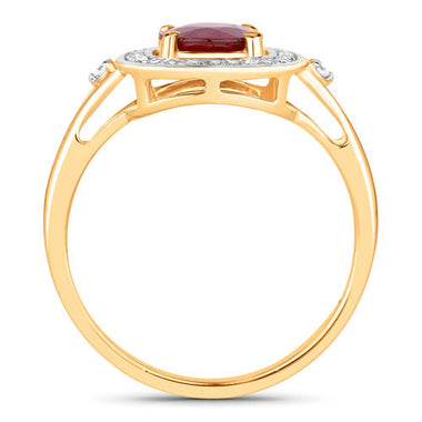 1.67 Carat Genuine Ruby and White Diamond 14K Yellow Gold Ring - 0