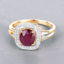 1.67 Carat Genuine Ruby and White Diamond 14K Yellow Gold Ring-4