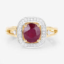 1.67 Carat Genuine Ruby and White Diamond 14K Yellow Gold Ring-8