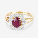 1.67 Carat Genuine Ruby and White Diamond 14K Yellow Gold Ring-9