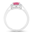 1.83 Carat Genuine Ruby and White Diamond 14K White Gold Ring-2