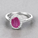 1.83 Carat Genuine Ruby and White Diamond 14K White Gold Ring-4