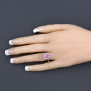 1.83 Carat Genuine Ruby and White Diamond 14K White Gold Ring-5