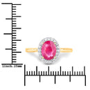 1.83 Carat Genuine Ruby and White Diamond 14K Yellow Gold Ring-3