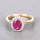 1.83 Carat Genuine Ruby and White Diamond 14K Yellow Gold Ring-4