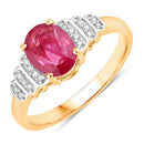 1.52 Carat Genuine Ruby and White Diamond 14K Yellow Gold Ring-1