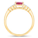 1.52 Carat Genuine Ruby and White Diamond 14K Yellow Gold Ring-2