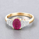 1.52 Carat Genuine Ruby and White Diamond 14K Yellow Gold Ring-4