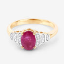 1.52 Carat Genuine Ruby and White Diamond 14K Yellow Gold Ring-9