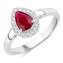 1.02 Carat Genuine Ruby and White Diamond 14K White Gold Ring-1
