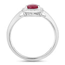 1.02 Carat Genuine Ruby and White Diamond 14K White Gold Ring-2