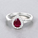 1.02 Carat Genuine Ruby and White Diamond 14K White Gold Ring-4
