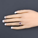 1.02 Carat Genuine Ruby and White Diamond 14K White Gold Ring-5