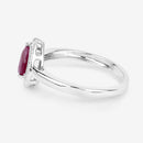 1.02 Carat Genuine Ruby and White Diamond 14K White Gold Ring-6