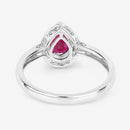 1.02 Carat Genuine Ruby and White Diamond 14K White Gold Ring-7