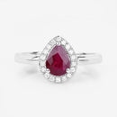1.02 Carat Genuine Ruby and White Diamond 14K White Gold Ring-8