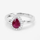 1.02 Carat Genuine Ruby and White Diamond 14K White Gold Ring-9