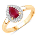 1.02 Carat Genuine Ruby and White Diamond 14K Yellow Gold Ring-1
