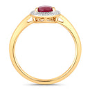1.02 Carat Genuine Ruby and White Diamond 14K Yellow Gold Ring-2