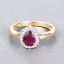 1.02 Carat Genuine Ruby and White Diamond 14K Yellow Gold Ring-4