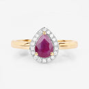 1.02 Carat Genuine Ruby and White Diamond 14K Yellow Gold Ring-8