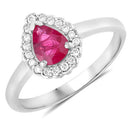 0.94 Carat Genuine Ruby and White Diamond 14K White Gold Ring-1