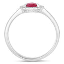 0.94 Carat Genuine Ruby and White Diamond 14K White Gold Ring-2