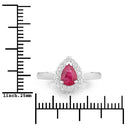 0.94 Carat Genuine Ruby and White Diamond 14K White Gold Ring-3