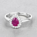 0.94 Carat Genuine Ruby and White Diamond 14K White Gold Ring-4