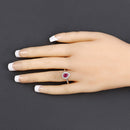 0.94 Carat Genuine Ruby and White Diamond 14K White Gold Ring-5