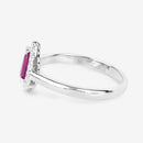 0.94 Carat Genuine Ruby and White Diamond 14K White Gold Ring-6