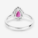 0.94 Carat Genuine Ruby and White Diamond 14K White Gold Ring-7
