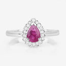 0.94 Carat Genuine Ruby and White Diamond 14K White Gold Ring-8