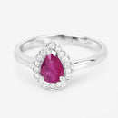 0.94 Carat Genuine Ruby and White Diamond 14K White Gold Ring-9