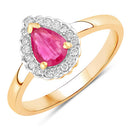 0.94 Carat Genuine Ruby and White Diamond 14K Yellow Gold Ring-1